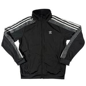 adidas Women's Small Track Jacket Black White Stripes Trefoil Logo